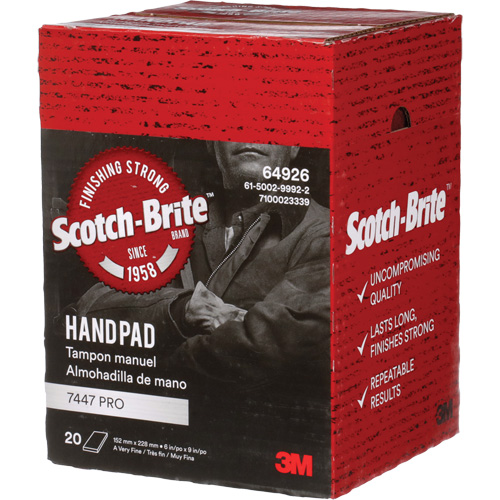 Scotch-Brite 7447 Hand Pads, Aluminum Oxide, 9" x 6", Very Fine Grit Groupe Belzile Dickner