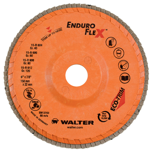 Enduro-Flex Flap Wheels, 6" x 7/8", Type 27, 40 Grit, Zirconium Groupe Belzile Dickner