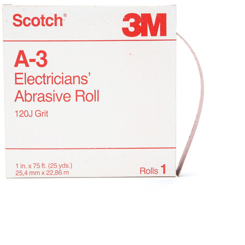 Scotch&reg; A-3 Electrician's Abrasive Roll, Aluminum Oxide, 1" W x 75' L, 120 Grit Groupe Belzile Dickner