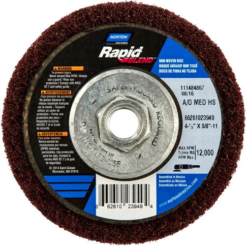 Rapid Blend Non-Woven Depressed Center Abrasive Disc, 4-1/2" Dia., 150-180 Grit, Aluminum Oxide Groupe Belzile Dickner