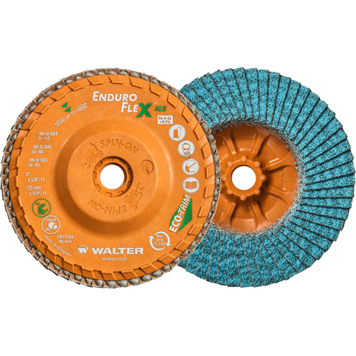 Disque &agrave; lamelles vissable Enduro-Flex Alu, 5" x 5/8"-11, Type 27, Grain 40, Alumine de zirconium Groupe Belzile Dickner