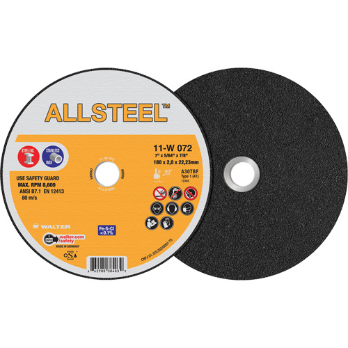 ALLSTEEL Cut-Off Wheel, 7" x 5/64", 7/8" Arbor, Type 1, Aluminum Oxide, 8500 RPM Groupe Belzile Dickner
