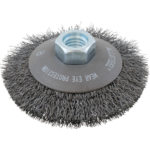 Brosse &agrave; fils torsad&eacute;s AllSteel, 5" dia., Fils 0,0118", Arbre 5/8"-11 Groupe Belzile Dickner
