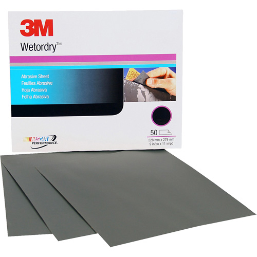 Feuille abrasive Wetordry, 9" x 11", Grain P500, Oxyde d'aluminium Groupe Belzile Dickner