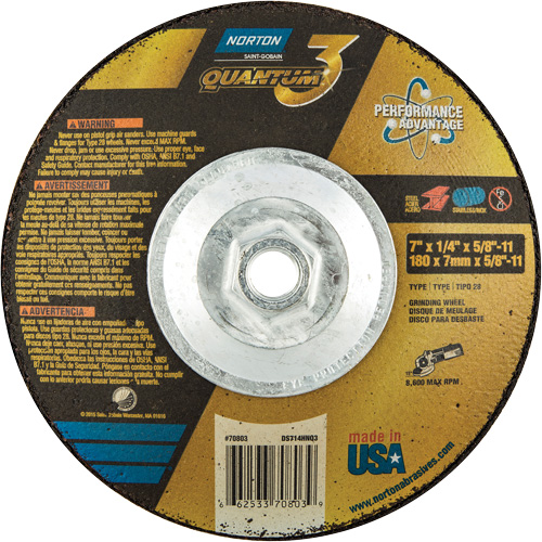 Meule soucoupes Quantum3 SG, 7" x 1/4", Arbre 5/8"-11, C&eacute;ramique d'alumine, Type 28 Groupe Belzile Dickner