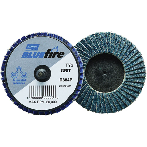 Mini disque &agrave; lamelles plates en plastique BlueFire R884P, 2" x Type 27, Grain P60, Alumine de zirconium Groupe Belzile Dickner