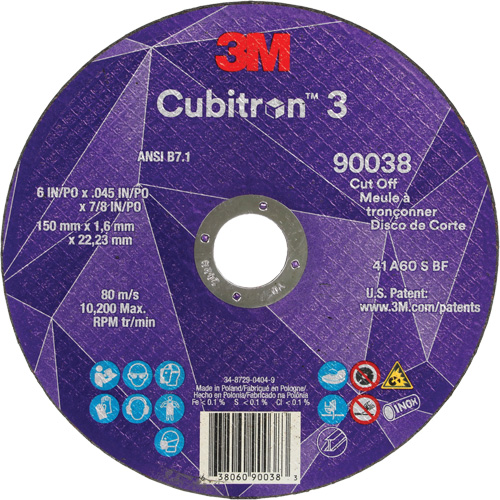 Cubitron 3 Cut-Off Wheel, 6" x 0.045", Type T27, Ceramic, 10200 RPM Groupe Belzile Dickner