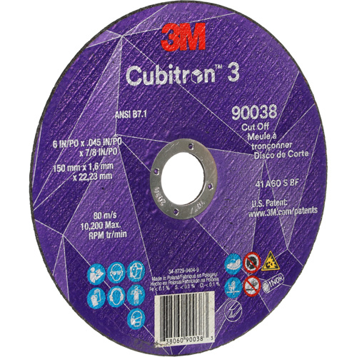 Cubitron 3 Cut-Off Wheel, 6" x 0.045", Type T27, Ceramic, 10200 RPM Groupe Belzile Dickner
