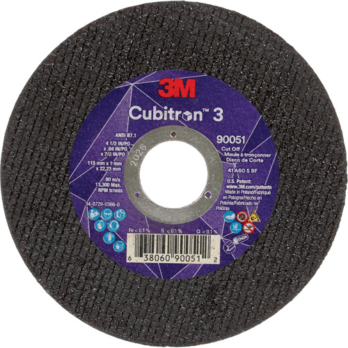 Cubitron 3 Cut-Off Wheel, 4-1/2" x 0.04", 7/8" Arbor, Type T1, Ceramic, 13300 RPM Groupe Belzile Dickner