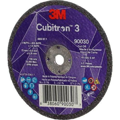 Cubitron 3 Cut-Off Wheel, 3" x 0.035", 1/4" Arbor, Type T1, Ceramic, 21000 RPM Groupe Belzile Dickner