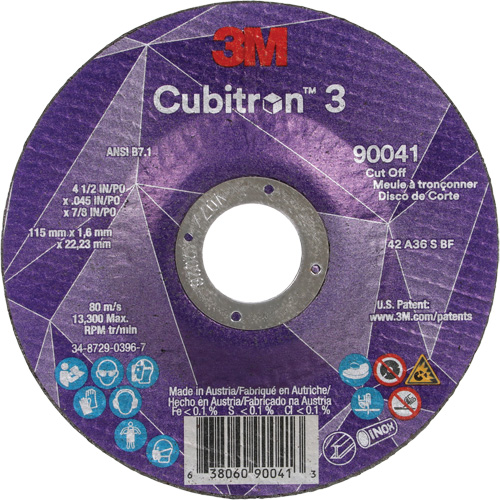 Cubitron 3 Cut-Off Wheel, 4-1/2" x 0.045", 7/8" Arbor, Type T27, Ceramic, 13300 RPM Groupe Belzile Dickner