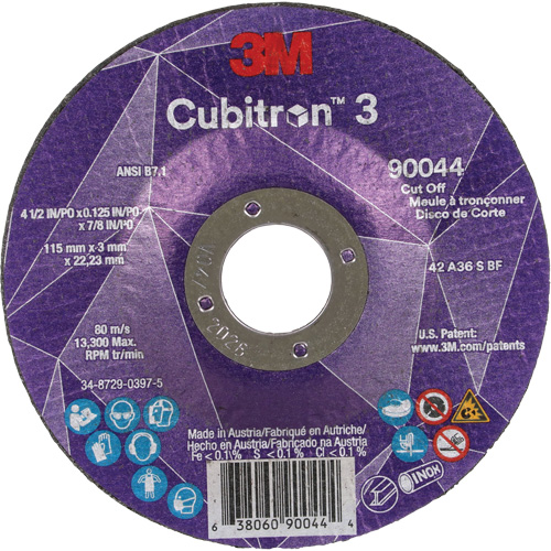 Meule &agrave; tronçonner Cubitron 3, 4-1/2" x 1/8", Arbre de 7/8", Type T27, C&eacute;ramique, 13 300 Tr/min Groupe Belzile Dickner