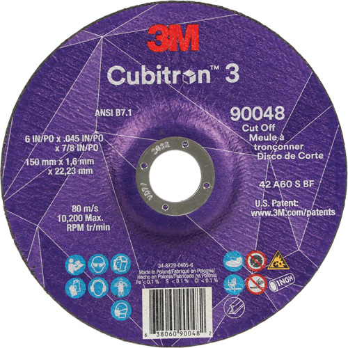 Cubitron 3 Cut-Off Wheel, 6" x 0.045", 7/8" Arbor, Type T27, Ceramic, 10200 RPM Groupe Belzile Dickner
