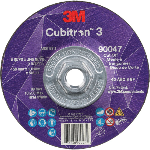 Meule &agrave; tronçonner Cubitron 3, 6" x 0,045", Arbre de 5/8"-11, Type T27, C&eacute;ramique, 10 200 Tr/min Groupe Belzile Dickner