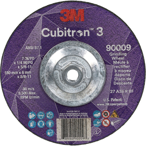 Meule a moyeu d&eacute;port&eacute; Cubitron 3, 7" x 1/4", Arbre 5/8"-11, C&eacute;ramique, Type T27 Groupe Belzile Dickner