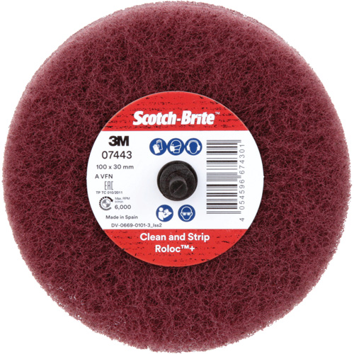 Roue de ponçage &agrave; usage g&eacute;n&eacute;ral Scotch-Brite Roloc Plus, 4" dia. Groupe Belzile Dickner