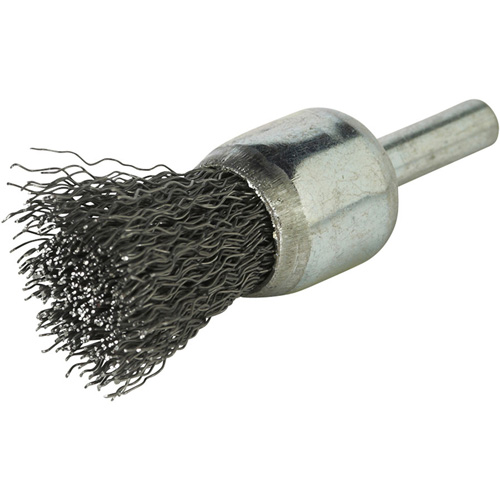 Brosse &agrave; fils cr&ecirc;p&eacute;s avec moyeu, 1", Fils 0,020", Tige 1/4" Groupe Belzile Dickner