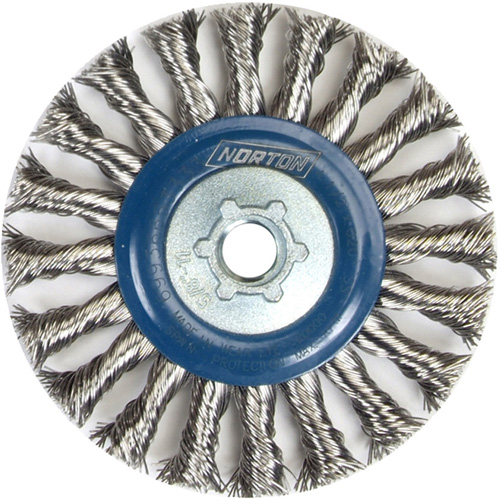 Full Cable Twist Wire Wheel, 4" Dia., 0.02" Fill, 5/8"-11 Arbor, Stainless Steel Groupe Belzile Dickner