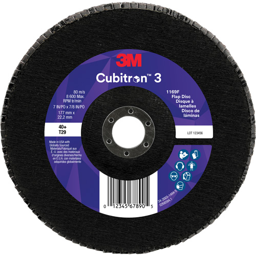 Disque &agrave; lamelles conique 1169F Cubitron 3, 7" x 7/8", Type T29, Grain 40+, C&eacute;ramique Groupe Belzile Dickner