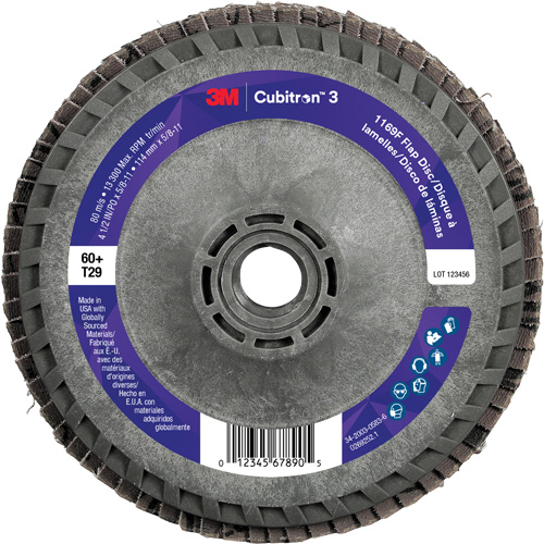 Disque &agrave; lamelles conique 1169F Cubitron 3 &agrave; changement rapide, 4-1/2" x 5/8"-11, Type T29, Grain 60+, C&eacute;ramique Groupe Belzile Dickner