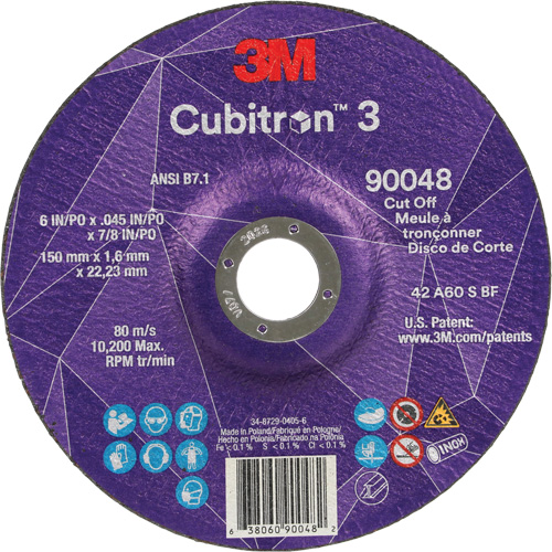 Cubitron 60+ Grit 3 Cut-Off Wheel, 6" x 0.045", 7/8" Arbor, Type T27, Ceramic, 10200 RPM Groupe Belzile Dickner