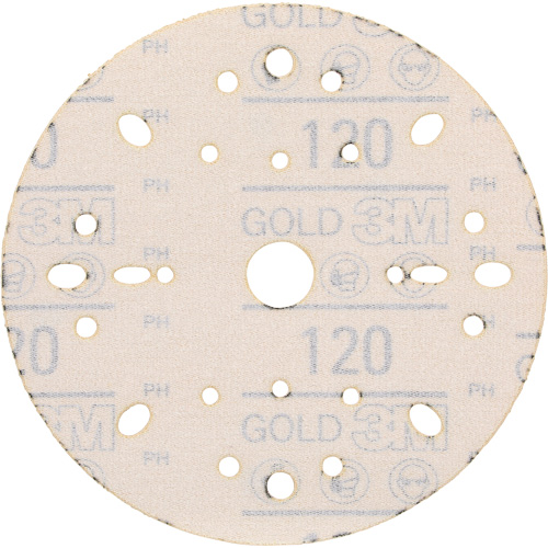 Hookit Gold Abrasive Disc, 6" Dia., 120 Grit, Aluminum Oxide, C-Weight Groupe Belzile Dickner
