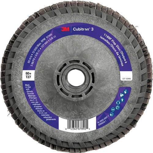 Cubitron 3 Flap Disc 1169F, 5" x 5/8"-11, Type T27, 60+ Grit, Ceramic Groupe Belzile Dickner
