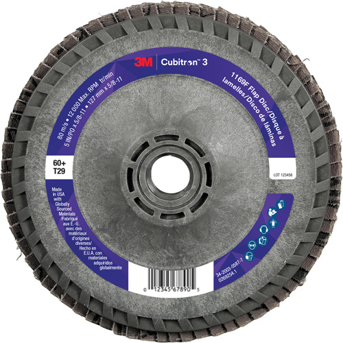 Cubitron 3 Flap Disc 1169F, 5" x 5/8"-11, Type T29, 60+ Grit, Ceramic Groupe Belzile Dickner