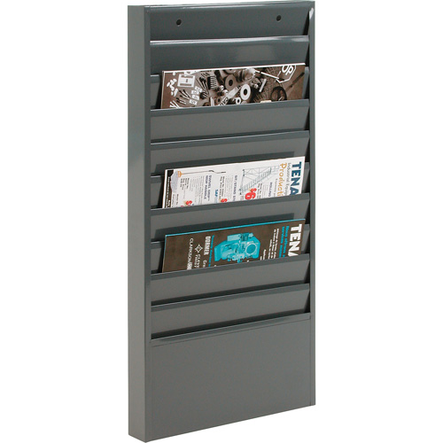 Literature Storage Racks, Stationary, 10 Slots, Steel, 13-1/8" W x 2" D x 26-1/4" H Groupe Belzile Dickner