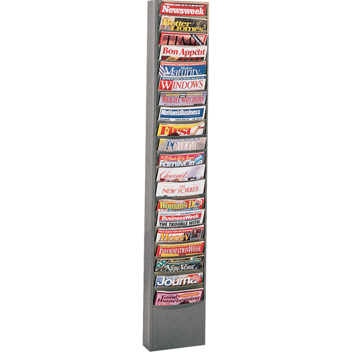 Literature Storage Racks, Stationary, 20 Slots, Steel, 13-1/8" W x 4-1/8" D x 58-1/2" H Groupe Belzile Dickner