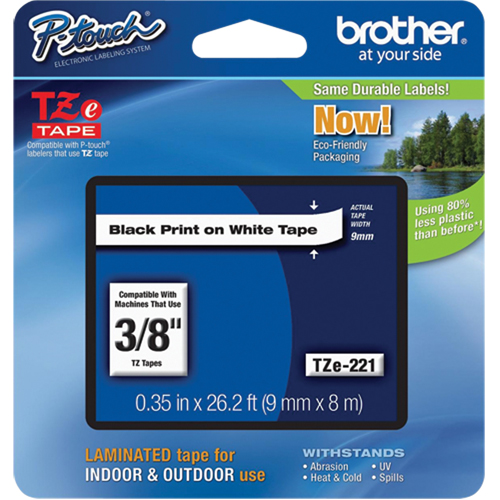 Cartouches de ruban Tze, 9 mm x 314,96" ou 8 m, Noir sur blanc Groupe Belzile Dickner