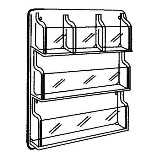 Literature Displays, Wall Mount, 9 Slots, Plastic, 30" W x 2" D x 36-7/8" H Groupe Belzile Dickner