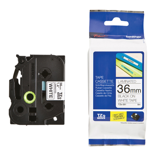 Tape Cartridge for P-touch&reg; Labeling System, 36 mm x 26-1/4', Black on White Groupe Belzile Dickner