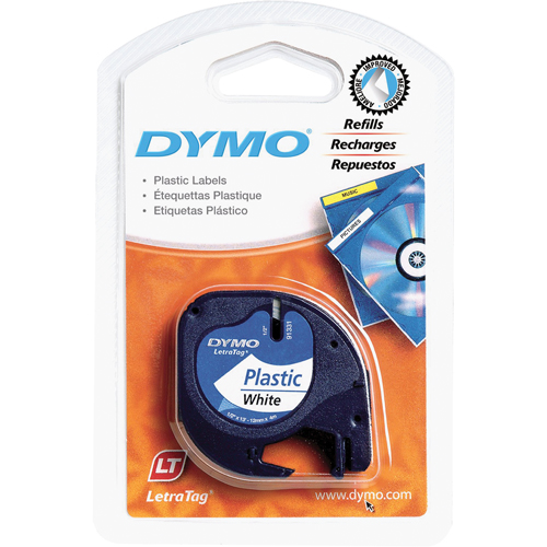 Labels for LetraTag Plus LT100-H, 12 mm x 13', Black on White Groupe Belzile Dickner