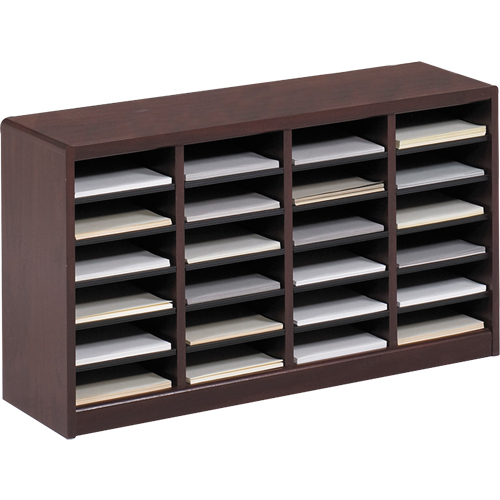 E-Z Stor&reg; Literature Organizer, Stationary, 24 Slots, Wood, 40" W x 11-3/4" D x 23" H Groupe Belzile Dickner