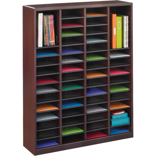 E-Z Stor&reg; Literature Organizer, Stationary, 60 Slots, Wood, 40" W x 3/4" D x 52-1/4" H Groupe Belzile Dickner