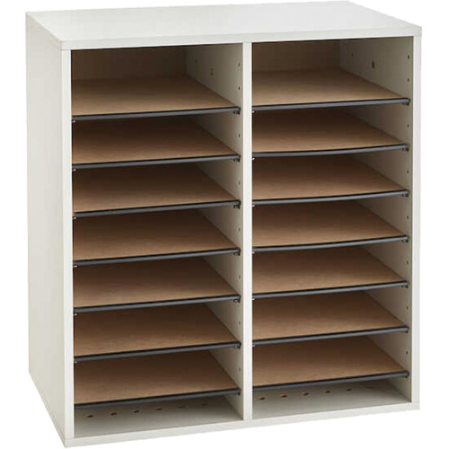 Casier &agrave; compartiments r&eacute;glable pour documentation, Stationnaire, 16 fentes, Bois, 19-1/2" la x 11-3/4" p x 21" h Groupe Belzile Dickner