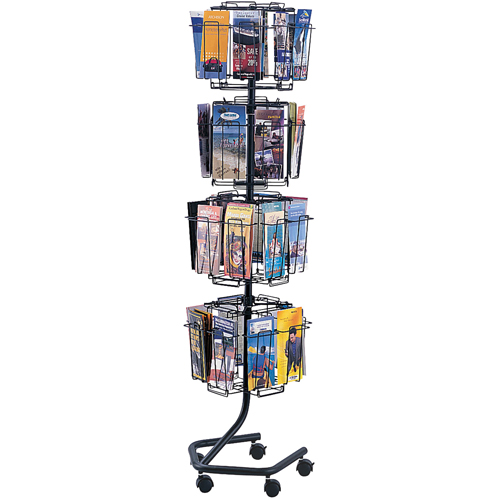 Literature Display Racks - Rotary Floor Displays, Rotating, 32 Slots, Wire Mesh, 15" W x 15" D x 60" H Groupe Belzile Dickner