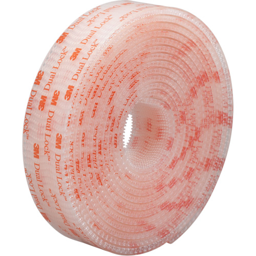 Dual Lock Reclosable Fastener, Self-Mating, 50 yds x 1/2", Adhesive, Clear Groupe Belzile Dickner