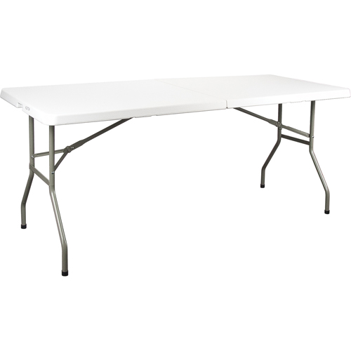 Fold-in-Half Table, Rectangular, 72" L x 30" W, Polyethylene, White Groupe Belzile Dickner