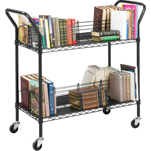 Double-Sided Wire Book Cart, 200 lbs. Capacity, Black, 18-3/4" D x 44" L x 39" H, Steel Groupe Belzile Dickner