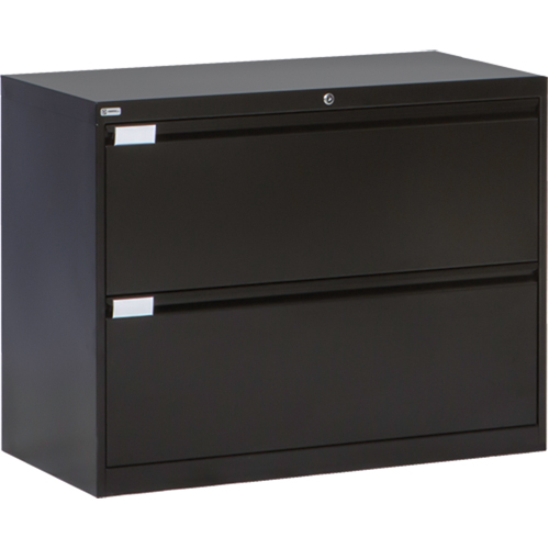 Lateral Filing Cabinet, Steel, 2 Drawers, 36" W x 18" D x 27-7/8" H, Black Groupe Belzile Dickner