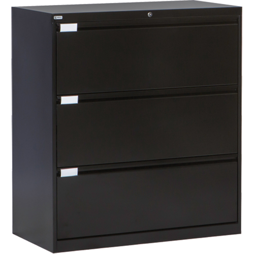 Lateral Filing Cabinet, Steel, 3 Drawers, 36" W x 18" D x 40-1/16" H, Black Groupe Belzile Dickner