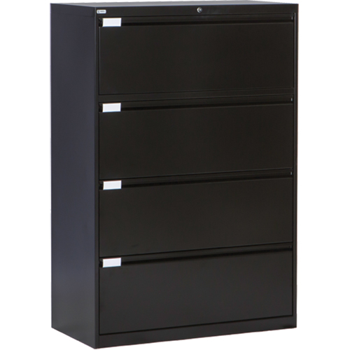 Lateral Filing Cabinet, Steel, 4 Drawers, 36" W x 18" D x 53-3/8" H, Black Groupe Belzile Dickner