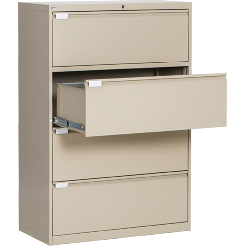 Lateral Filing Cabinet, Steel, 4 Drawers, 36" W x 18" D x 53-3/8" H, Beige Groupe Belzile Dickner