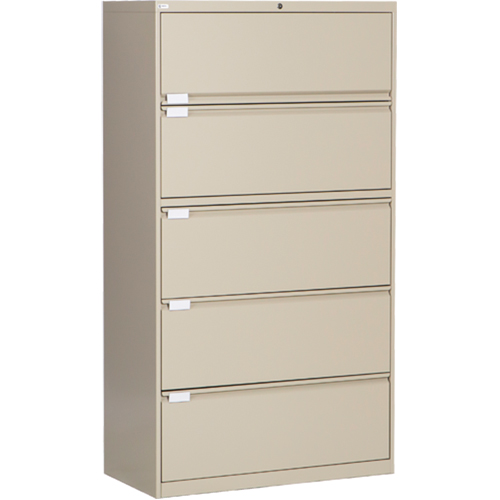 Lateral Filing Cabinet, Steel, 5 Drawers, 36" W x 18" D x 65-1/2" H, Beige Groupe Belzile Dickner