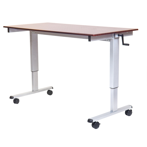 Adjustable Stand-Up Workstations, Stand-Alone Desk, 48-1/2" H x 48" W x 32-1/2" D, Walnut Groupe Belzile Dickner