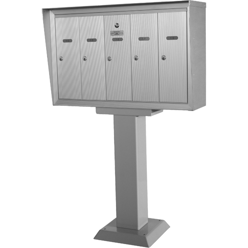 Boîtes aux lettres plateforme unique, Fixation Socle, 16" x 5-1/2", 5 portes, Aluminium Groupe Belzile Dickner