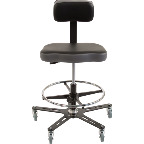 TF160 Industrial Grade Ergonomic Chair, Mobile, Adjustable, 20-1/2" - 28-1/2", Vinyl Seat, Black/Grey Groupe Belzile Dickner