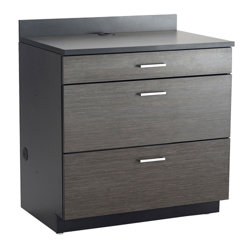 Modular Base Cabinet, 3 Drawers, 36" W x 25" D x 39" H, Asian Night/Black Groupe Belzile Dickner